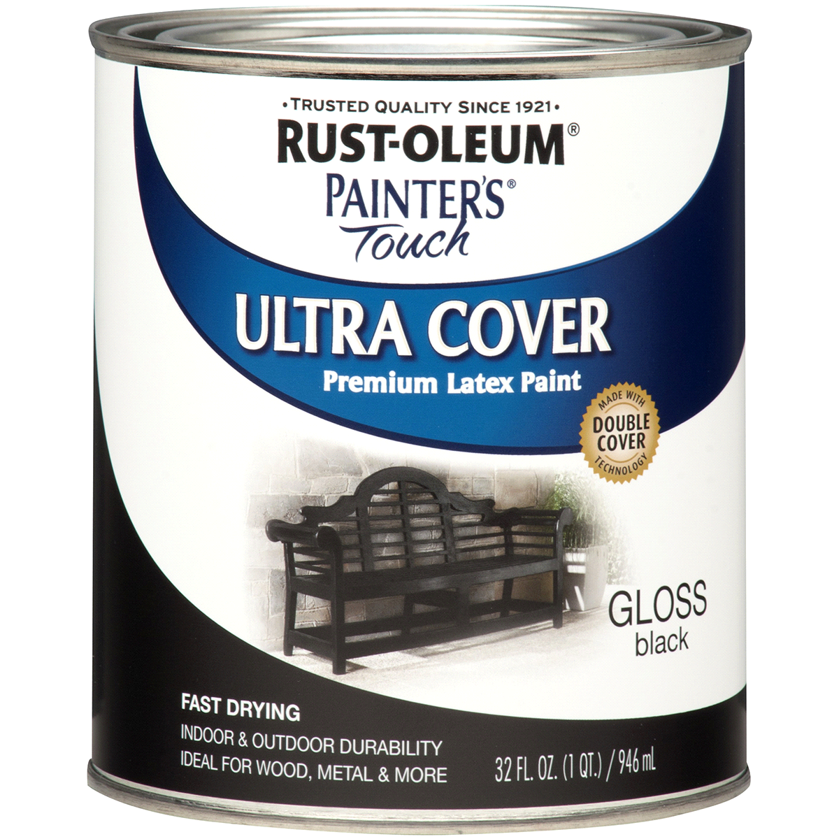 slide 1 of 5, Rust-Oleum Painters Touch Ultra Cover Multi-Purpose Brush-On Paint - 1979502, Quart, Gloss Black, 1 qt