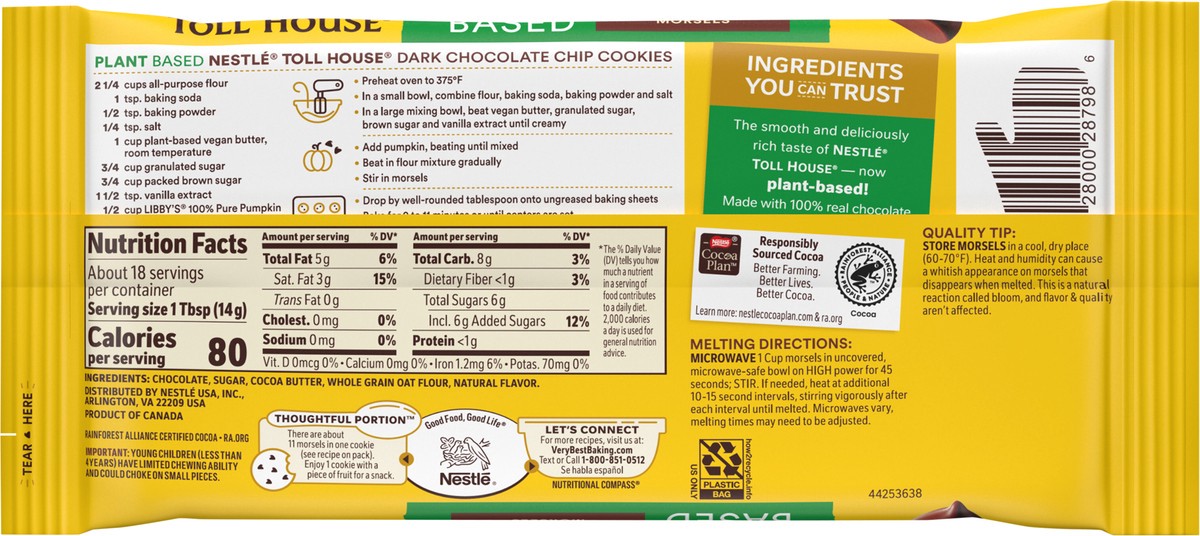 slide 7 of 8, Toll House Plant Based Dark Chocolate Chips, 9 oz