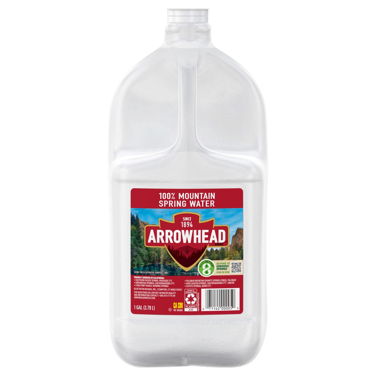 slide 1 of 4, ARROWHEAD Brand 100% Mountain Spring Water, 1-gallon plastic jug, 1 g