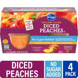 Kroger No Sugar Added Yellow Cling Diced Peaches Fruit Snack Bowls