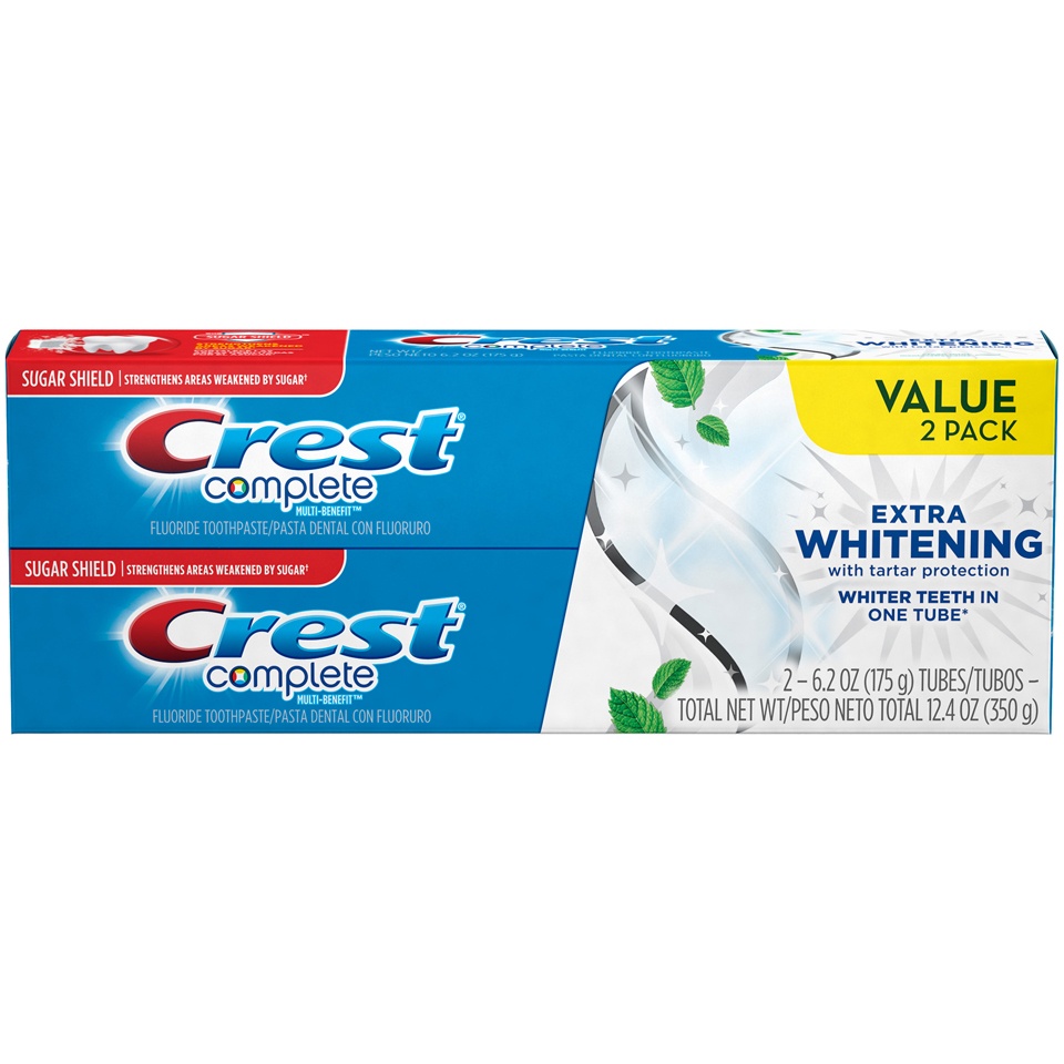 slide 2 of 3, Crest Complete Multi-Benefit Extra Whitening Toothpaste - Clean Mint, 12.4 oz