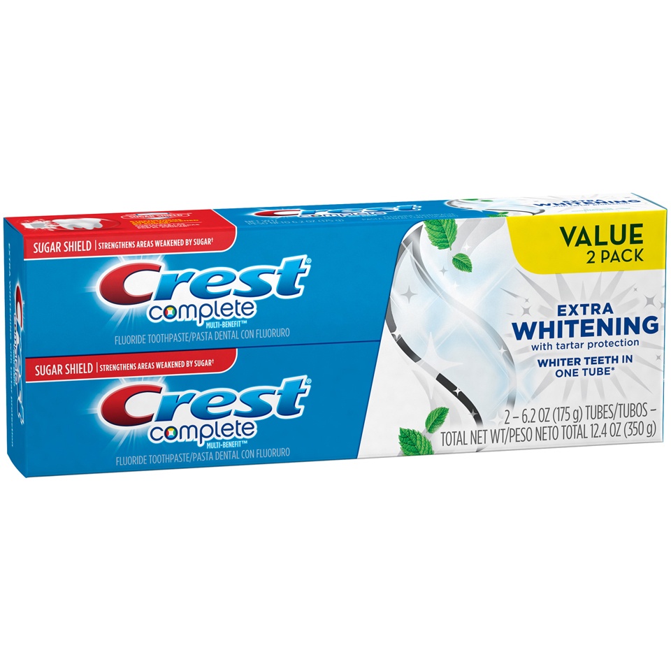 slide 3 of 3, Crest Complete Multi-Benefit Extra Whitening Toothpaste - Clean Mint, 12.4 oz