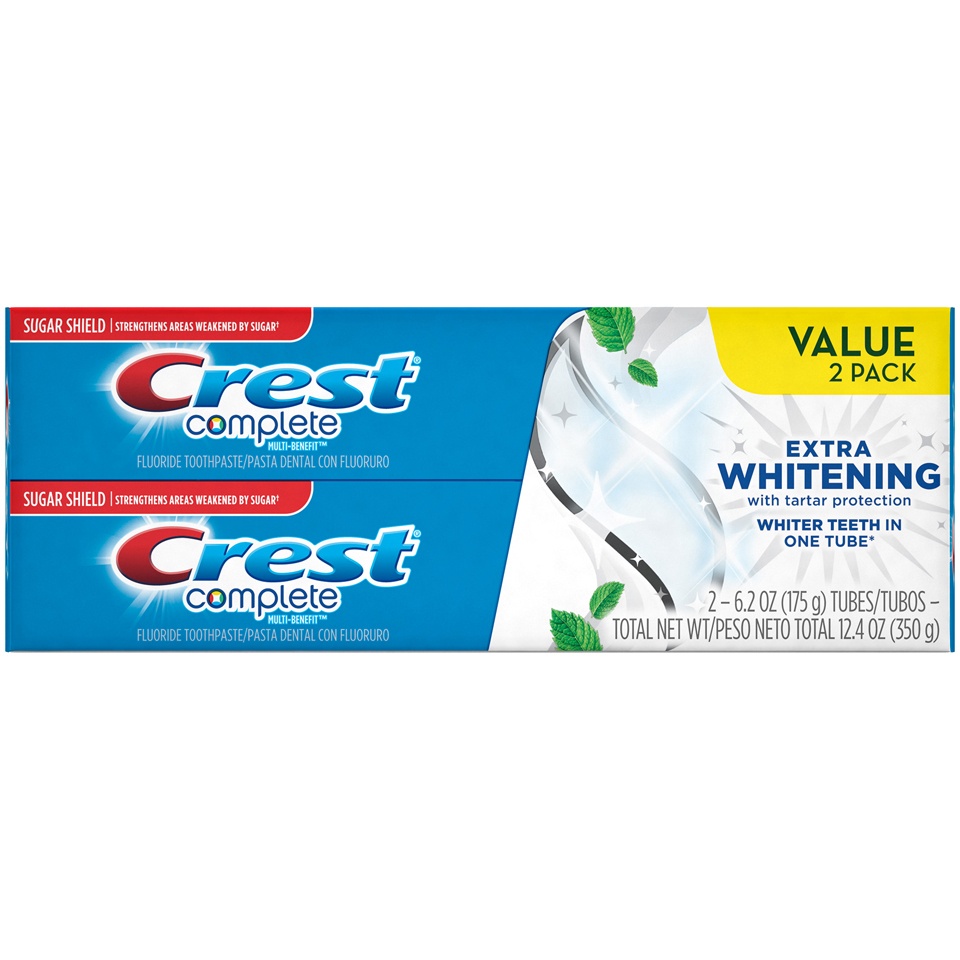 slide 1 of 3, Crest Complete Multi-Benefit Extra Whitening Toothpaste - Clean Mint, 12.4 oz