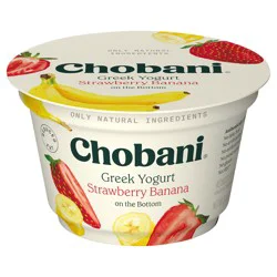 Chobani Non-Fat Greek Yogurt Strawberry Banana on the Bottom 5.3oz