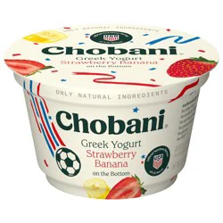 Chobani Non-Fat Greek Yogurt Strawberry Banana on the Bottom 5.3oz