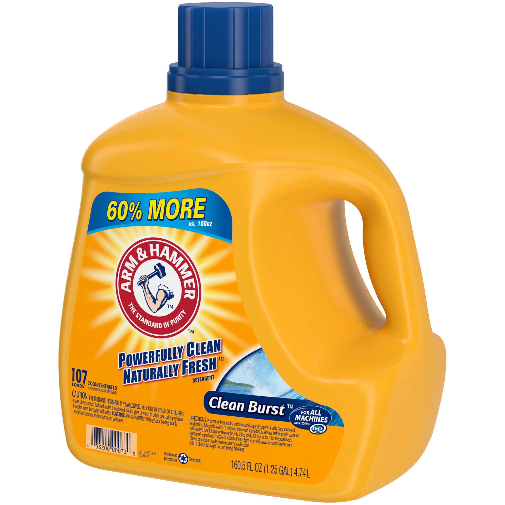 slide 2 of 4, Arm & Hammer Clean Burst, 107 Loads Liquid Laundry Detergent, 160.5 Fl oz, 160.50 fl oz