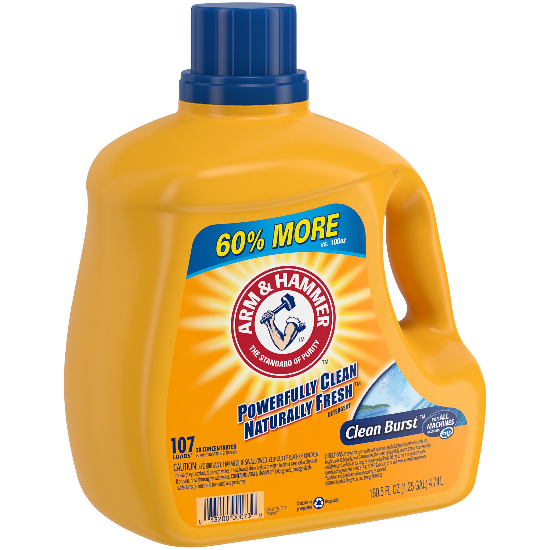 slide 3 of 4, Arm & Hammer Clean Burst, 107 Loads Liquid Laundry Detergent, 160.5 Fl oz, 160.50 fl oz