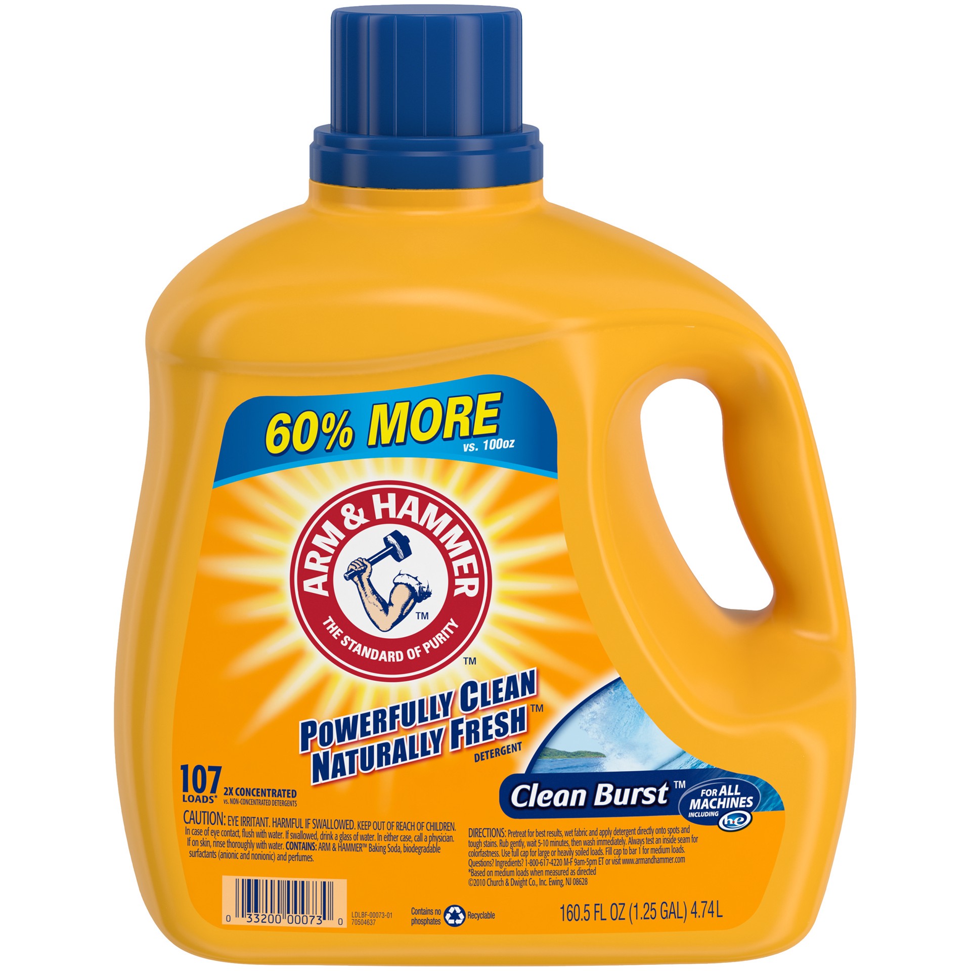 slide 1 of 4, Arm & Hammer Clean Burst, 107 Loads Liquid Laundry Detergent, 160.5 Fl oz, 160.50 fl oz