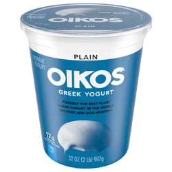 Oikos Nonfat Plain Greek Yogurt, 32 Oz.