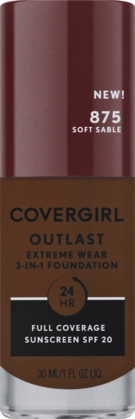 slide 1 of 1, Covergirl Outlast Extreme Wear 3-In-1 Foundation, Soft Stable 875, Spf20, 1 fl oz