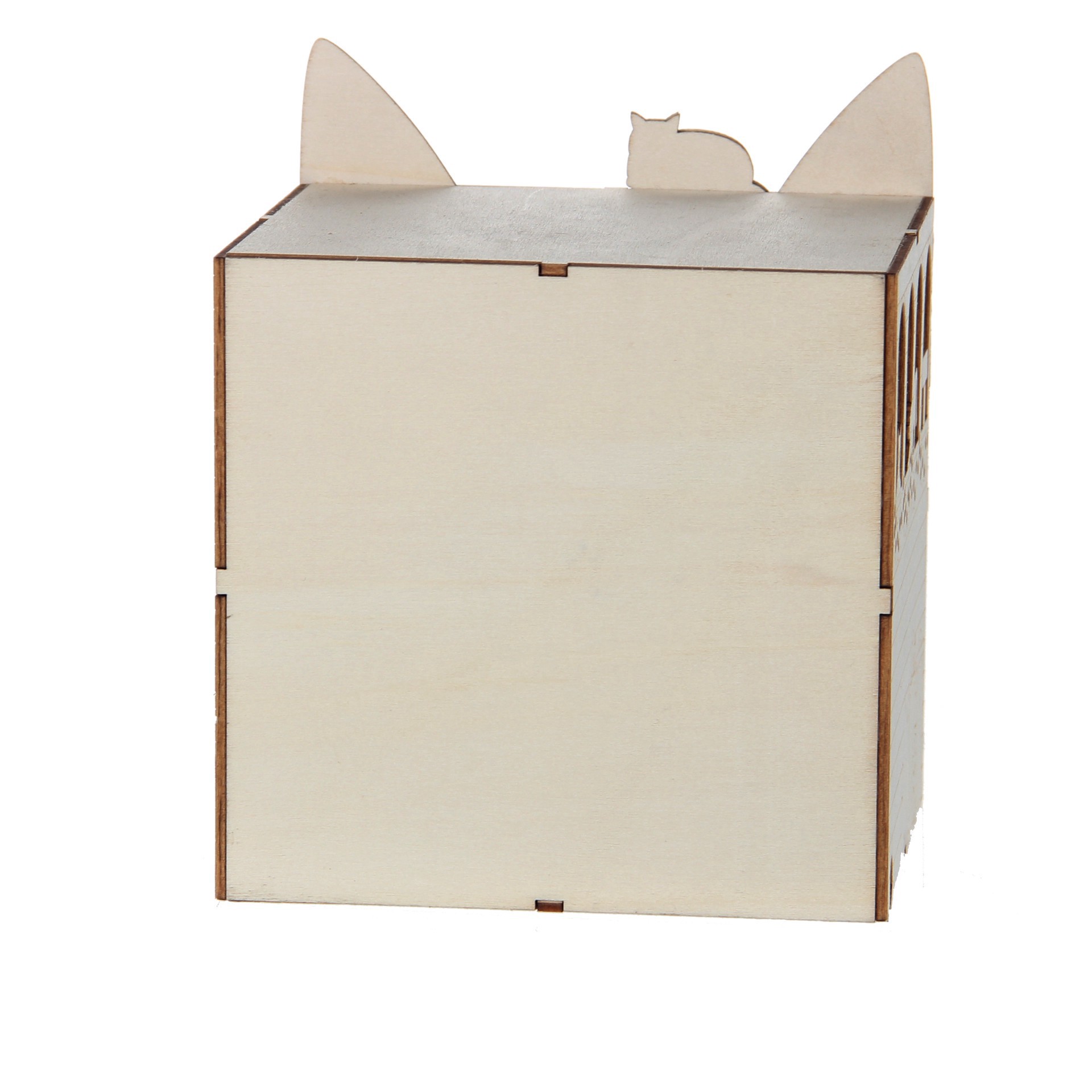 slide 5 of 5, 7" Diy Villages Cat-Mas Led Wood Decor By Make Market, 7 in