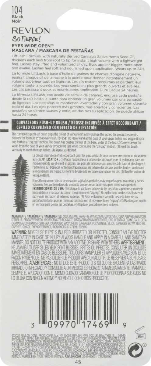 slide 2 of 13, Revlon So Fierce! Eyes Wide Open Black 104 Mascara 0.24 fl oz, 0.24 fl oz