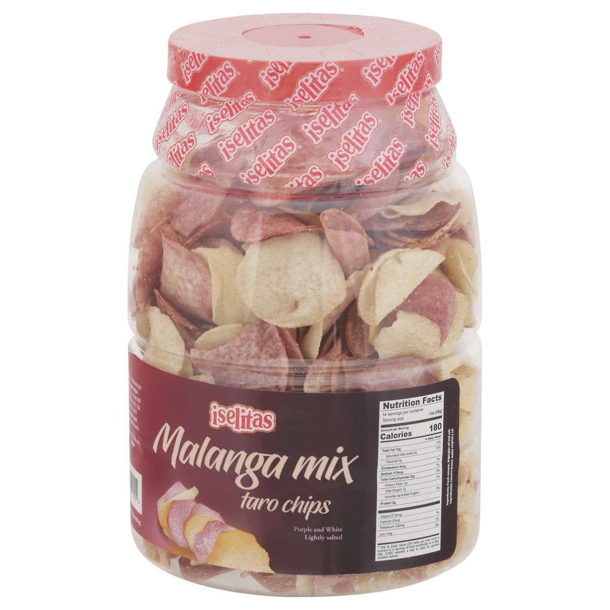 slide 11 of 13, Iselitas Lightly Salted Purple and White Malanga Mix Taro Chips 14.10 oz, 14.1 oz