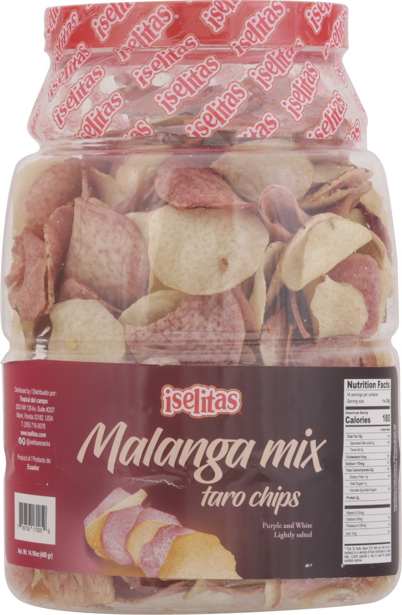 slide 6 of 13, Iselitas Lightly Salted Purple and White Malanga Mix Taro Chips 14.10 oz, 14.1 oz