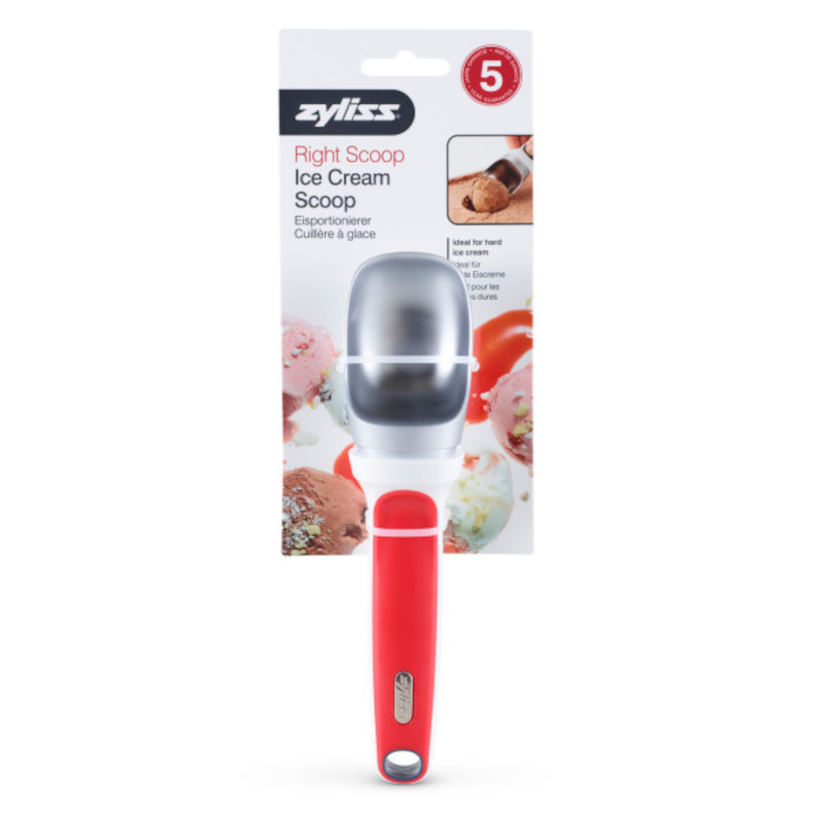 slide 1 of 5, Zyliss Right Scoop Ice Cream Scoop - Red, 1 ct