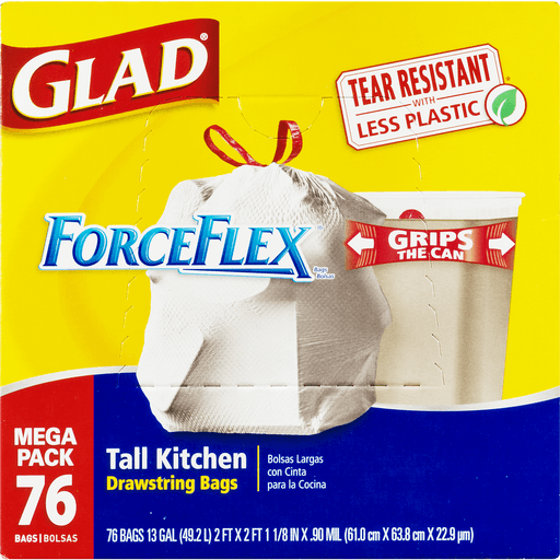 Glad ForceFlex Tall Kitchen Drawstring Trash Bags, 90 ct - Pay