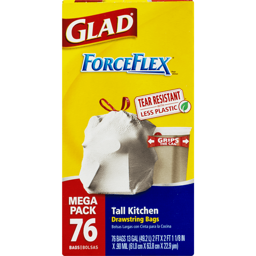 Glad ForceFlex Tall Kitchen Bags, 13 Gallon, Mega Pack, Trash Bags