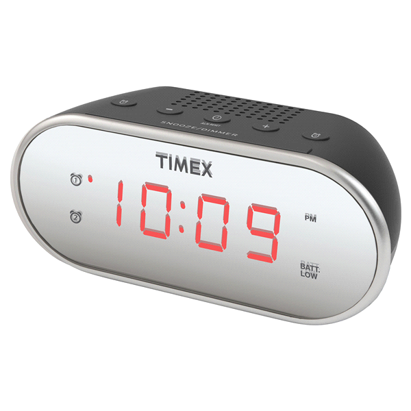 slide 1 of 1, Timex Dual Alarm Clock with Mirror Finish - T124, 1 ct