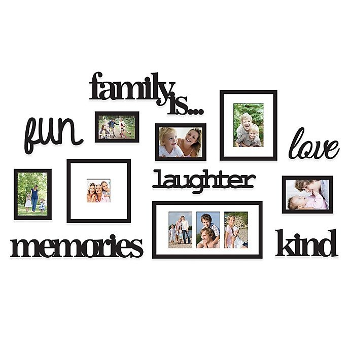 slide 1 of 5, Wallverbs Family Is'' Photo Frame Set - Satin Black'', 13 ct