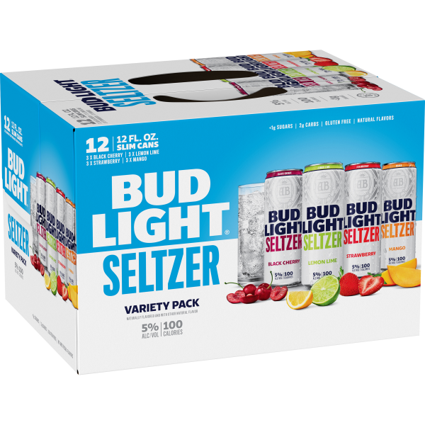 slide 6 of 19, Bud Light Seltzer Variety Pack, Hard Seltzer, Gluten Free, 12 Pack, 12 fl oz Slim Cans, 12 ct