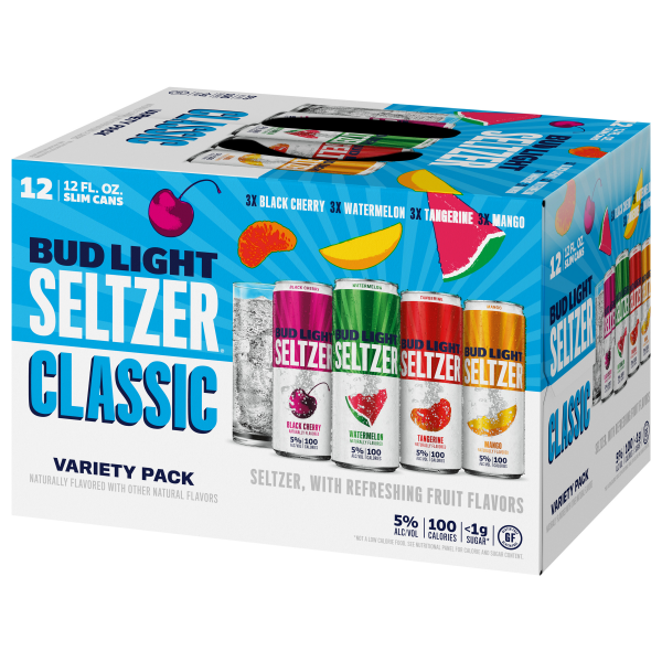 slide 3 of 19, Bud Light Seltzer Variety Pack, Hard Seltzer, Gluten Free, 12 Pack, 12 fl oz Slim Cans, 12 ct