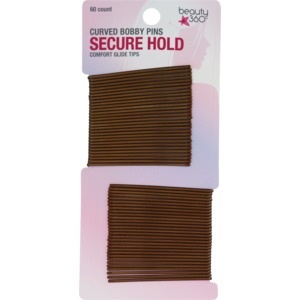 slide 1 of 1, Beauty 360 Secure Hold Curved Bobby Pins, Brown, 60 ct