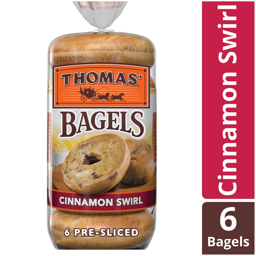 slide 2 of 7, Thomas' Cinnamon Swirl Soft & Chewy Pre-Sliced Bagels, 6 ct