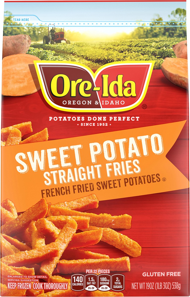 slide 1 of 9, Ore-Ida Straight Cut Sweet Potato Fries, 19 oz Bag, 19 oz