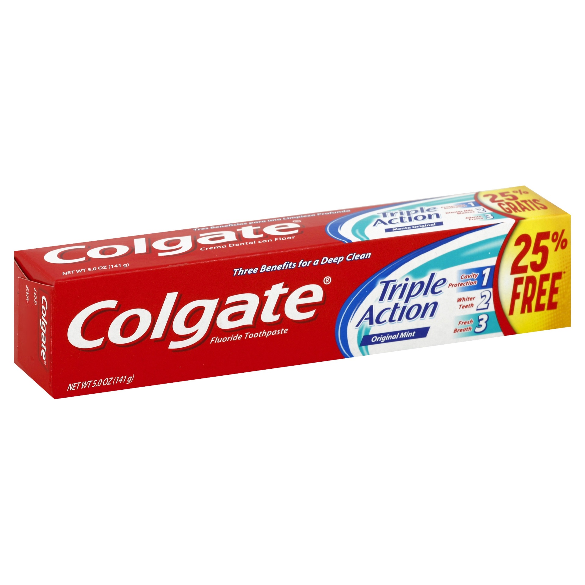 slide 1 of 1, Colgate Triple Action Original Mint Fluoride Toothpaste , 5 oz