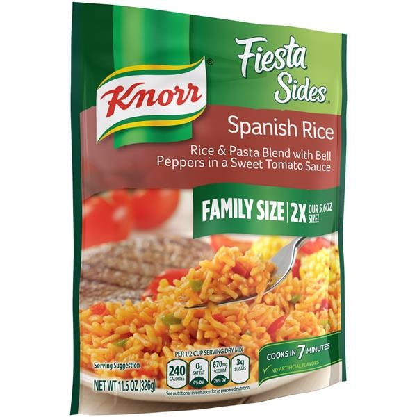 slide 1 of 1, Knorr Side Dishes Meals Rice & Sauce Spanish Family Size Pouch, 11.5 oz