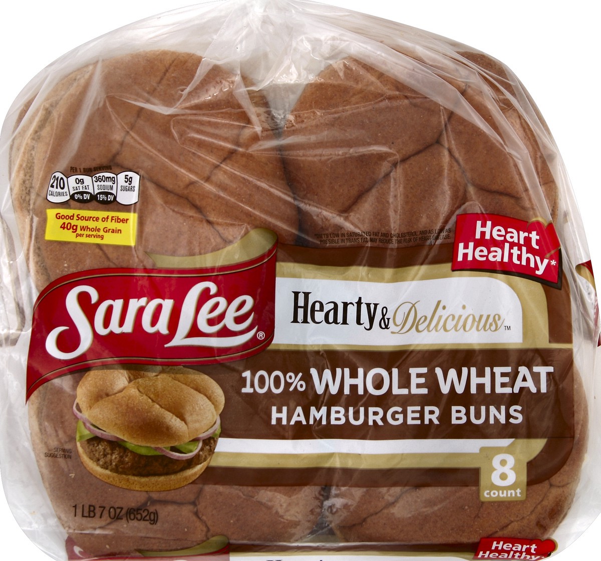 slide 2 of 5, Sara Lee Hearty & Delicious Bakery Buns 100% Whole Wheat, 8 ct; 23 oz