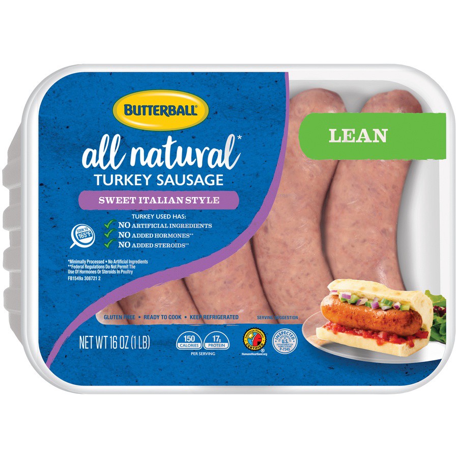 slide 2 of 8, Butterball Everyday Sweet Italian Style Turkey Sausage, 16 oz