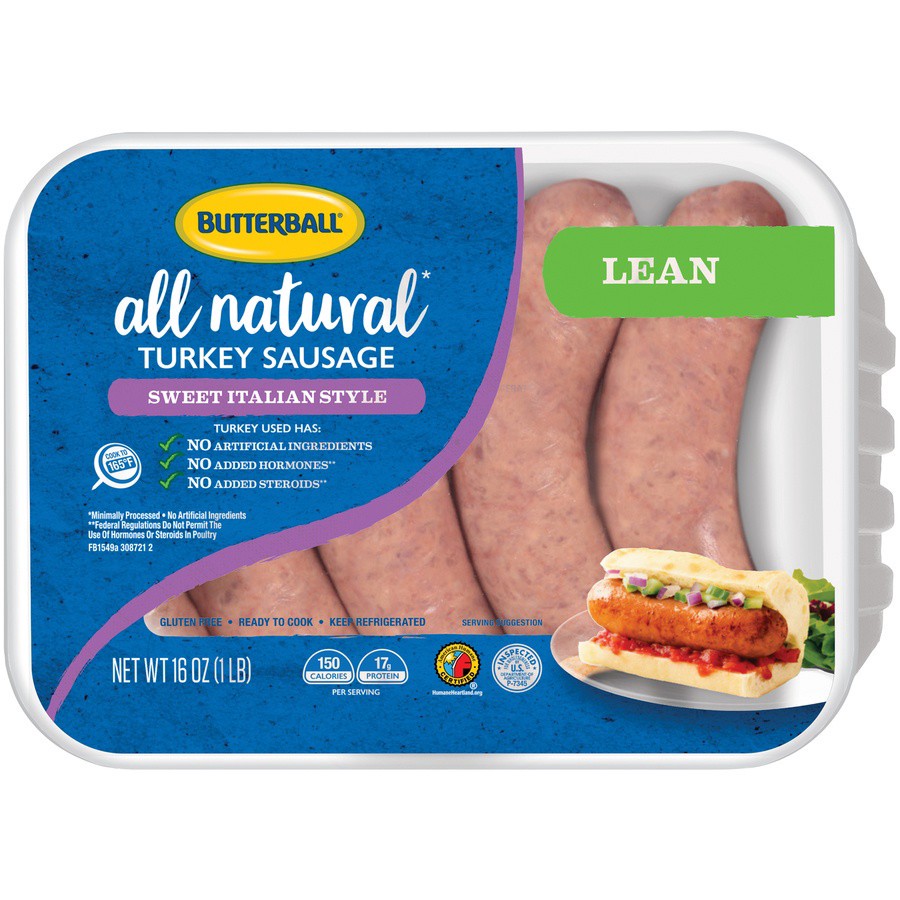 slide 5 of 8, Butterball Everyday Sweet Italian Style Turkey Sausage, 16 oz