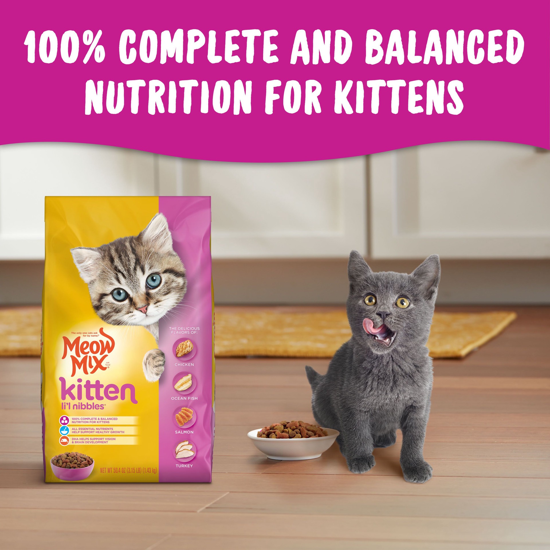 slide 5 of 8, Meow Mix Li'l Nibbles Kitten Cat Food 50.4 oz, 50.4 oz