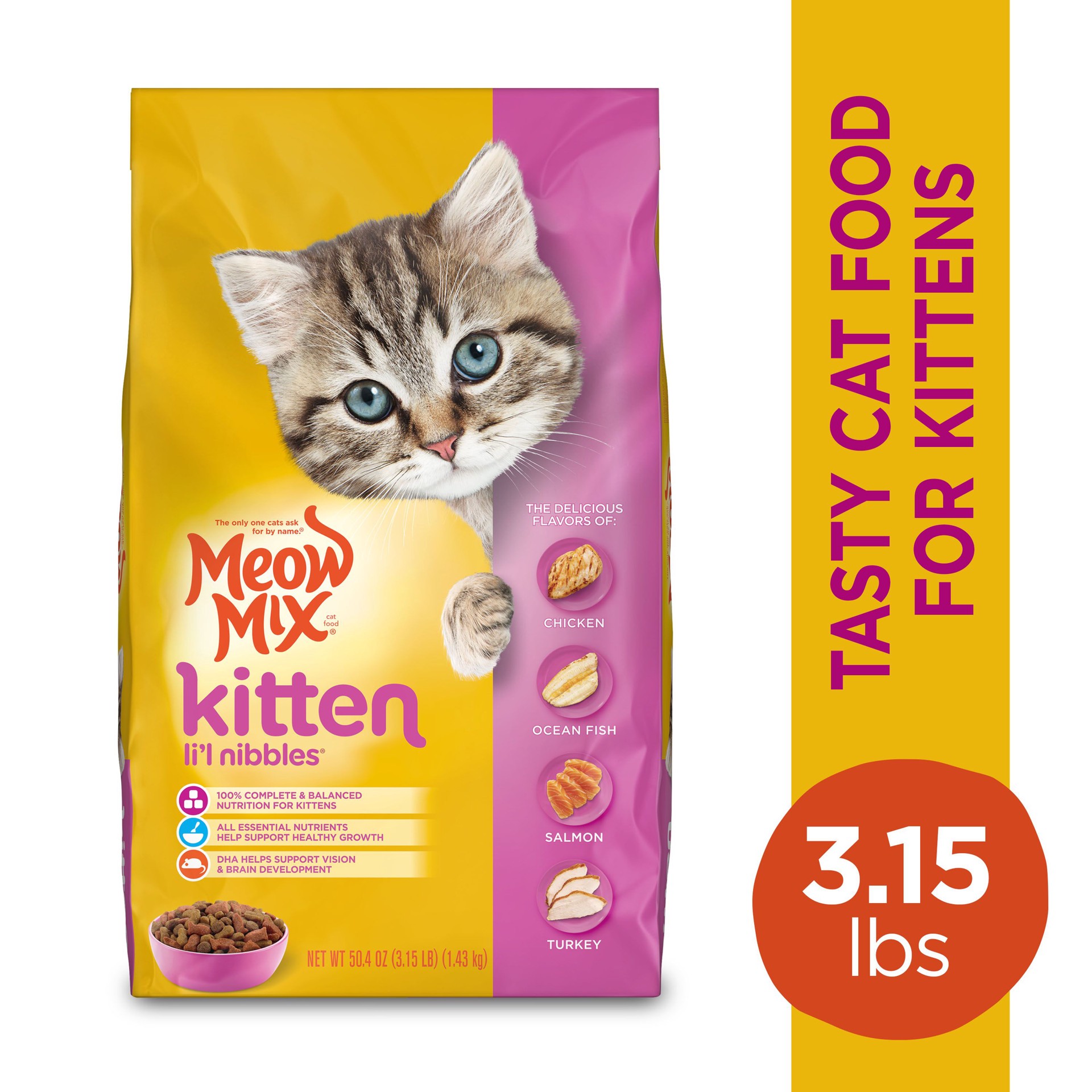 slide 3 of 8, Meow Mix Li'l Nibbles Kitten Cat Food 50.4 oz, 50.4 oz