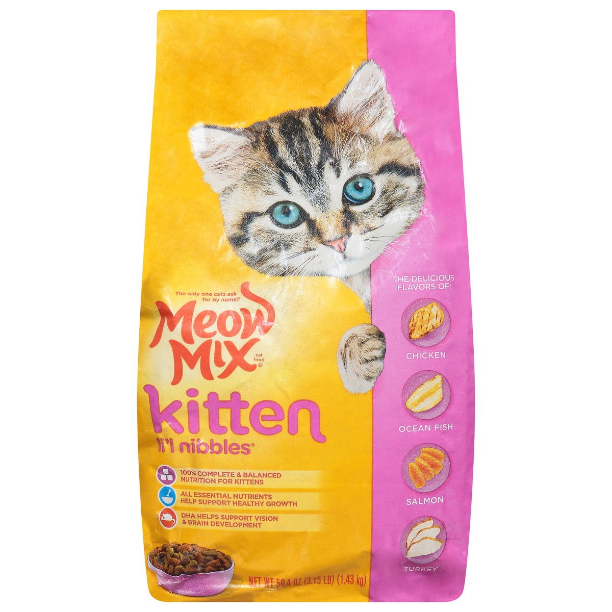 slide 1 of 8, Meow Mix Li'l Nibbles Kitten Cat Food 50.4 oz, 50.4 oz