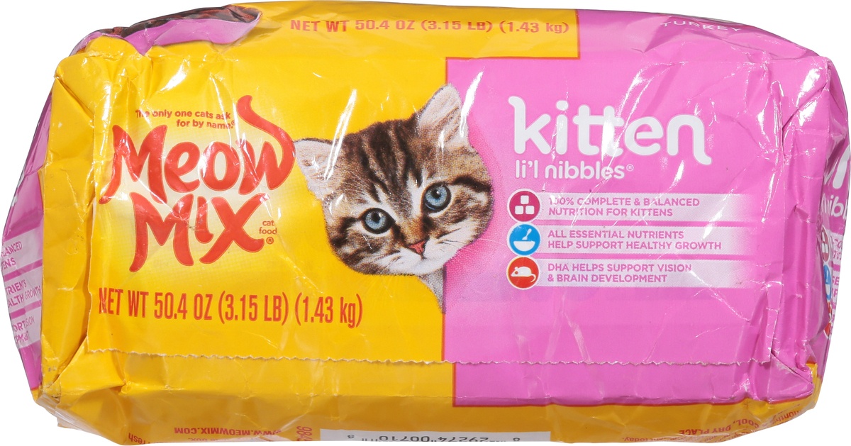 slide 7 of 10, Meow Mix Kitten Lil Nibbles Kitten Food, 50.4 oz