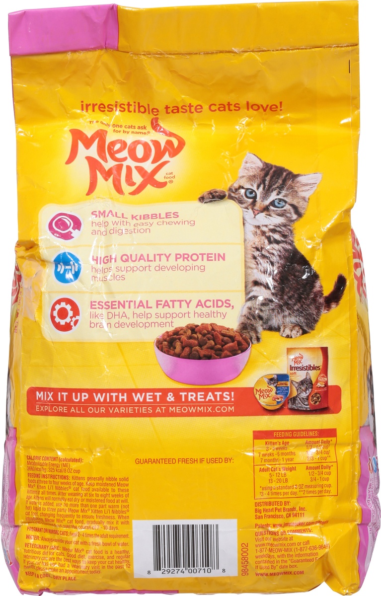 slide 9 of 10, Meow Mix Kitten Lil Nibbles Kitten Food, 50.4 oz