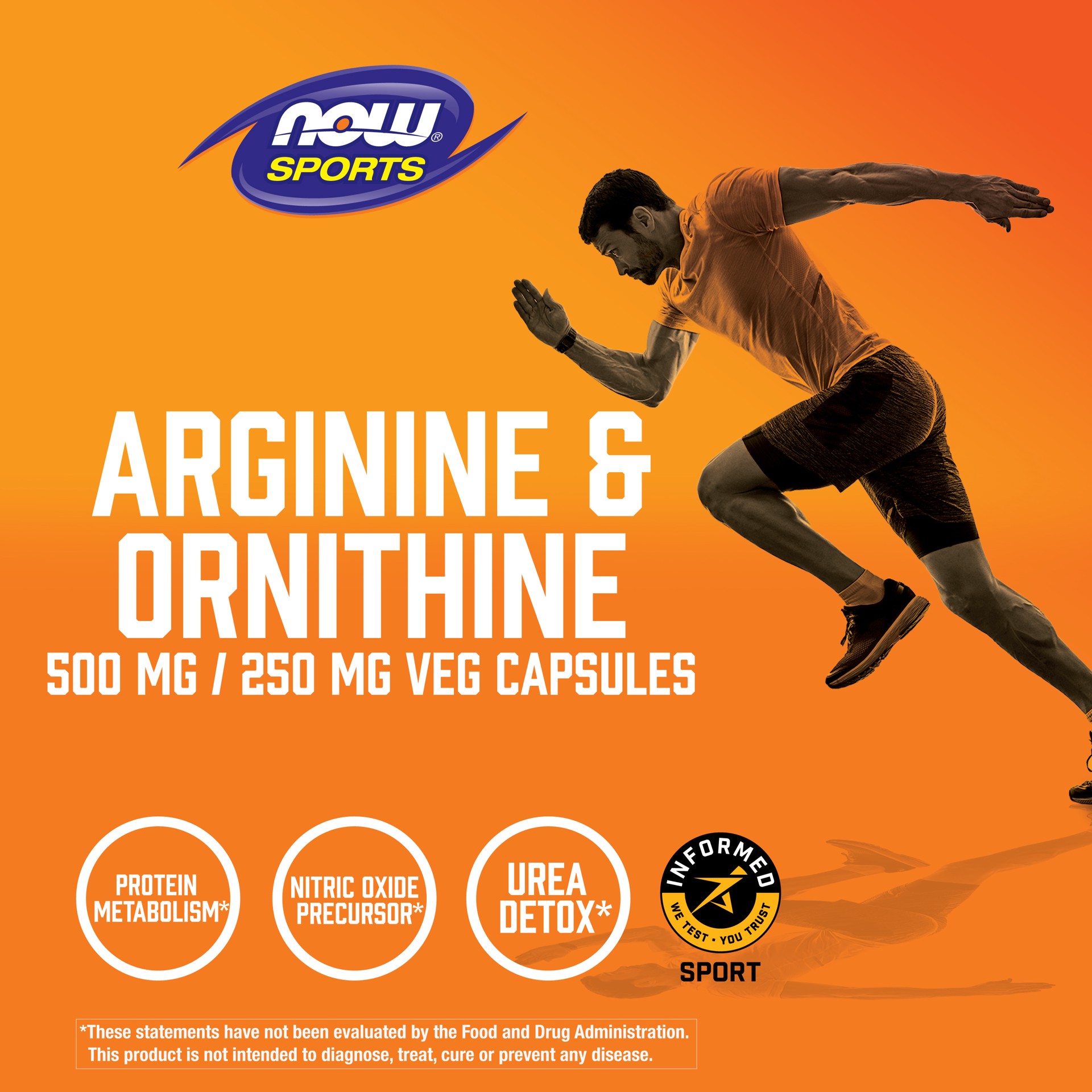 slide 2 of 5, NOW Arginine & Ornithine 500 mg / 250 mg - 100 Veg Capsules, 100 ct