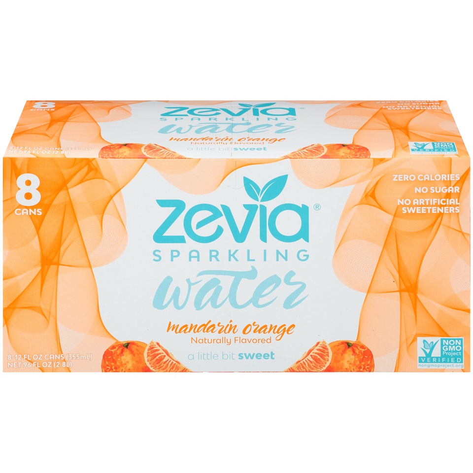 slide 1 of 1, Zevia Mandarin Orange Sparkling Water, 8 ct; 12 fl oz