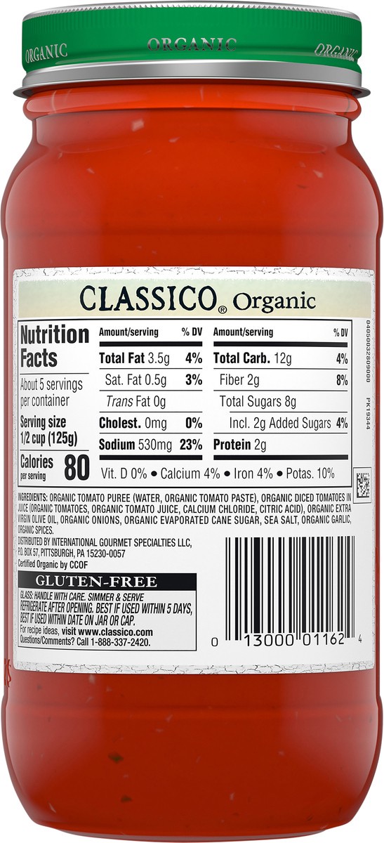 slide 13 of 14, Classico Organic Marinara Pasta Sauce, 24 oz Jar, 24 oz