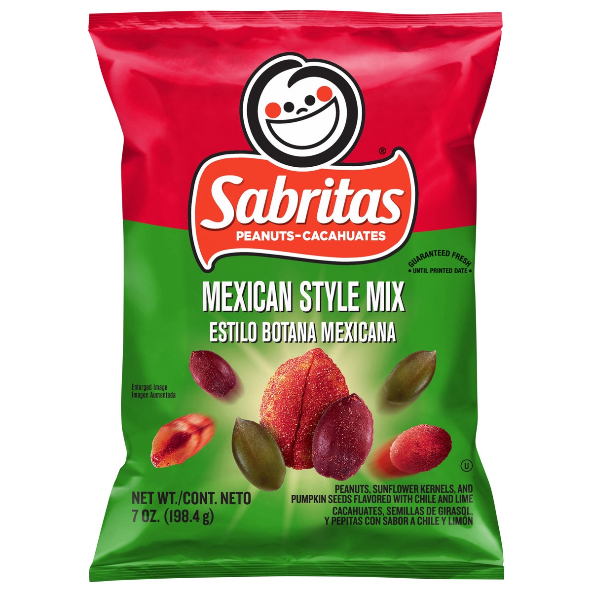 slide 1 of 8, Sabritas Peanuts Sunflower Kernels And Pumpkin Seeds Flavored With Chile And Lime Mexican Style Mix 7 Oz, 7 oz