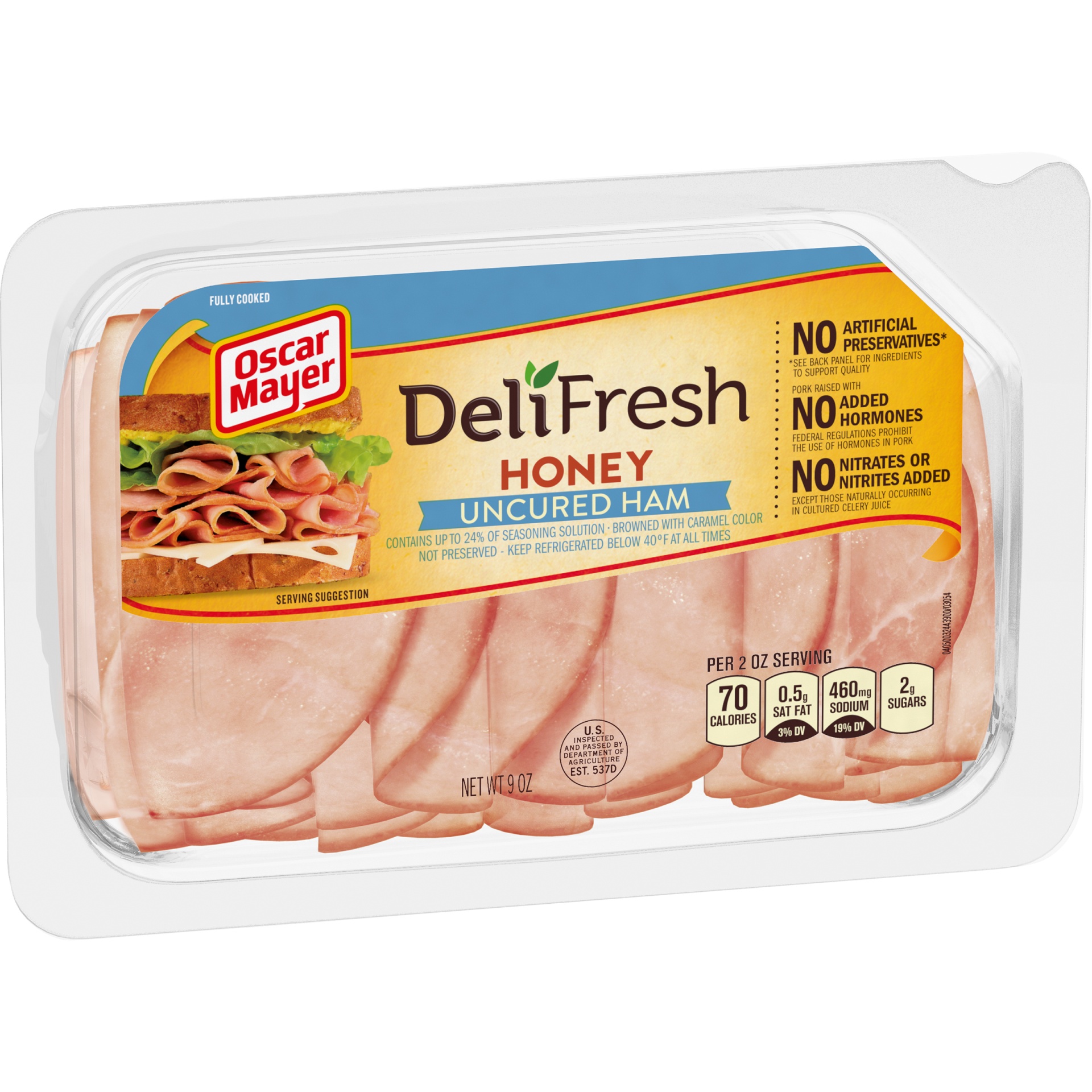 slide 8 of 12, Oscar Mayer Deli Fresh Honey Uncured Ham Sliced Lunch Meat Tray, 9 oz