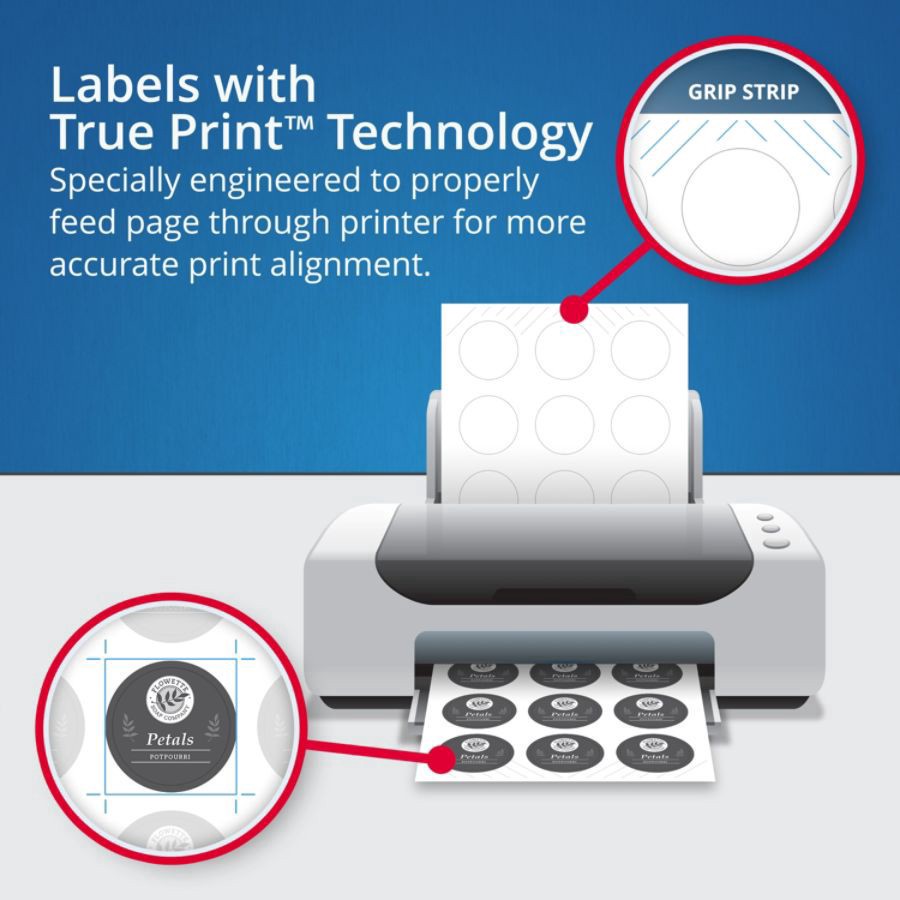 slide 6 of 10, Avery Easy Peel Print-To-The-Edge Permanent Inkjet/Laser Oval Labels, 22820, Glossy White, 80 ct; 2 in x 3 1/3 in