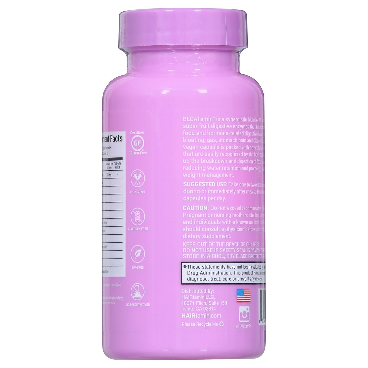 slide 13 of 13, Bloatamin Vegan Capsules Dietary Supplement 30 Capsules, 30 ct