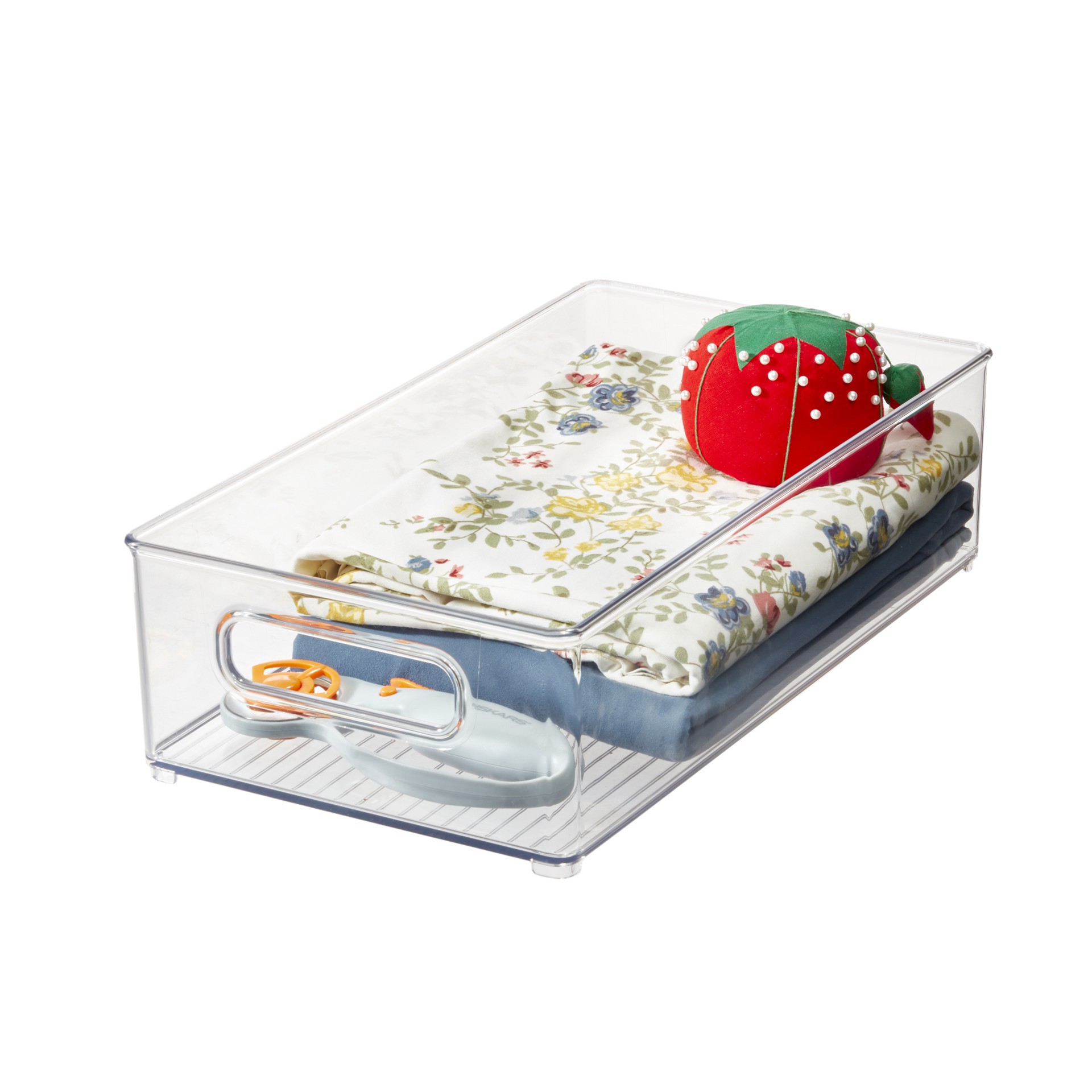 slide 4 of 5, Idesign Plastic Storage Bin, 14.5 in x 8 in x 4 in