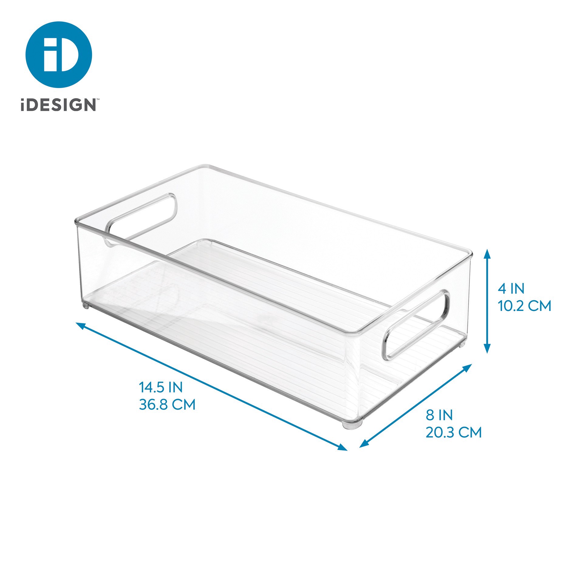 slide 2 of 5, Idesign Plastic Storage Bin, 14.5 in x 8 in x 4 in