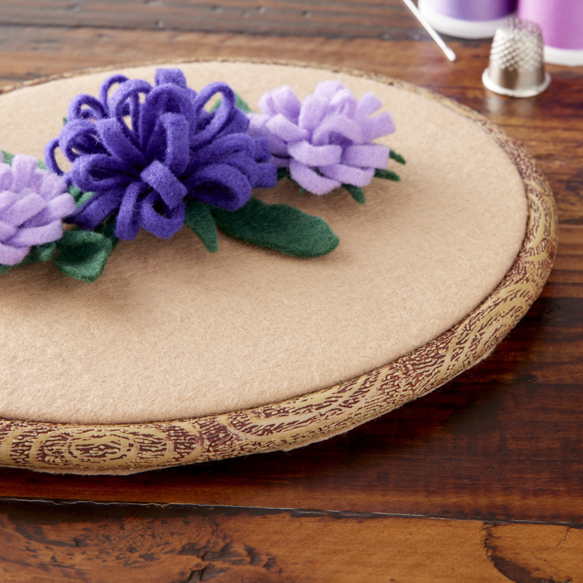 slide 2 of 2, Anchor 7.5" Faux Wood Oval Embroidery Hoop & Frame, 6 in x 7.5 in