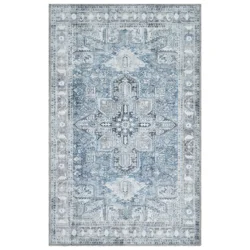 Gertmenian Zavier Medallion Washable Scatter Rug, 20x32, Blue