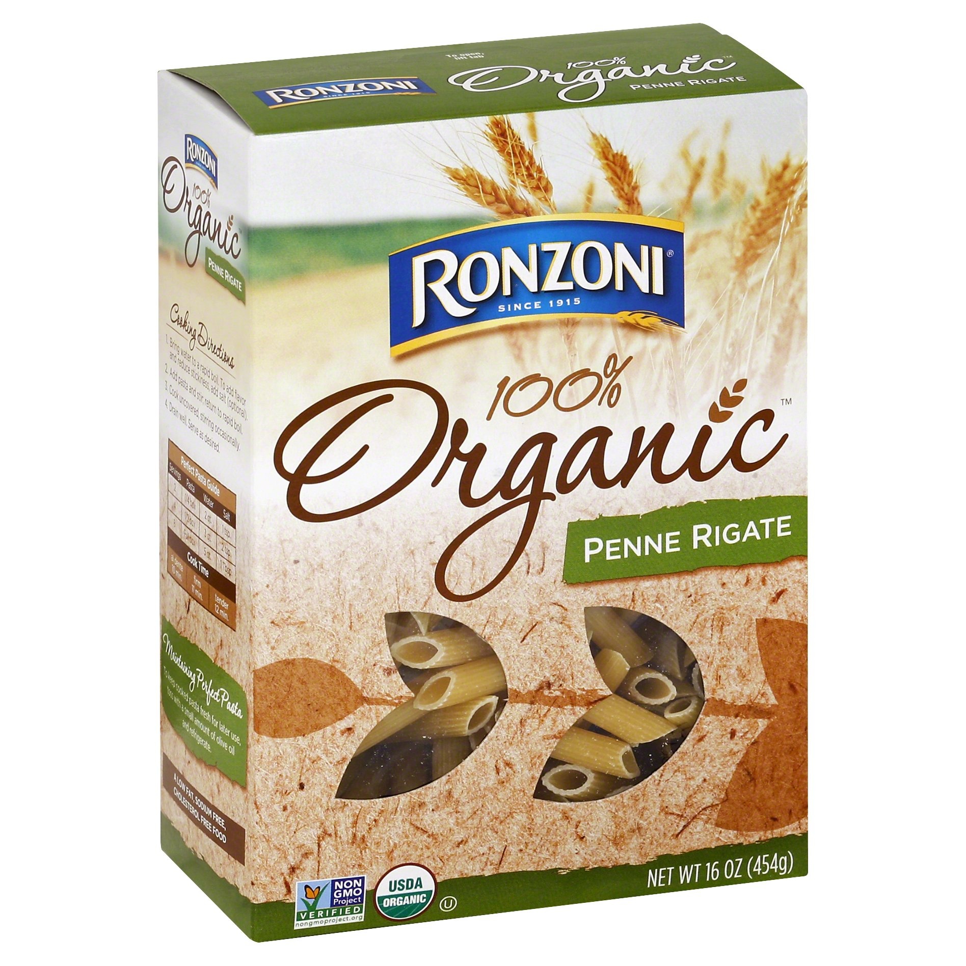 slide 1 of 1, Ronzoni 100% Organic Penne Rigate, 16 oz